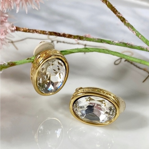 Givenchy Couture Crystal Clip-On Logo Earrings - Picture 2 of 12